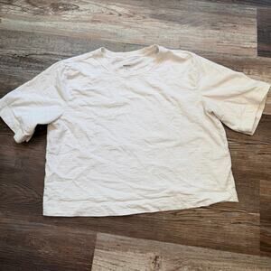Maeve Anthropologie Women's white Corey Short-Sleeve Boxy T-Shirt size med GUC